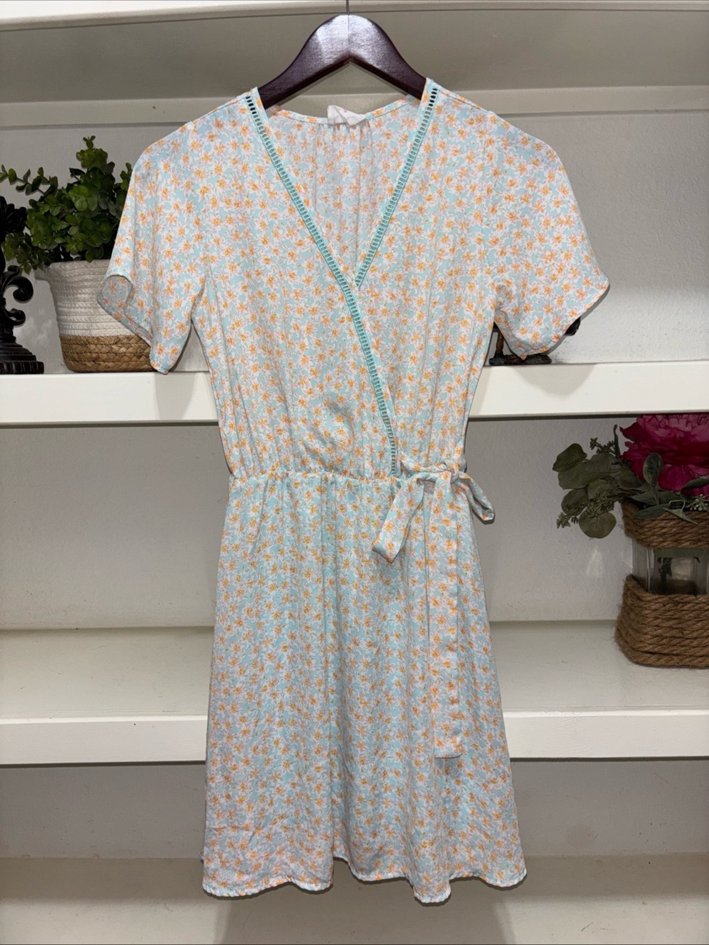 Sienna Sky Women’s Pink And Blue Floral Dress With Bow Detail Size XS - Picture 1 of 7